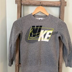 Nike Kids Gray Sweatshirt with Neon Accents